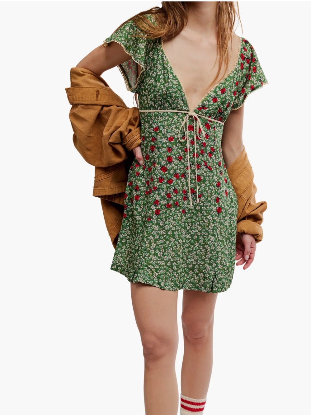Free People Backroads Floral Flutter Mini Dress
